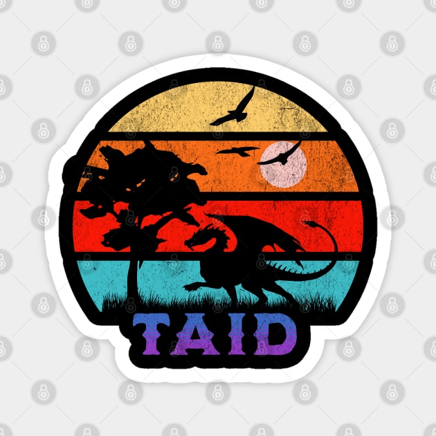 Taid Retro Sunset Dragon Grandfather Magnet by HolidayBug