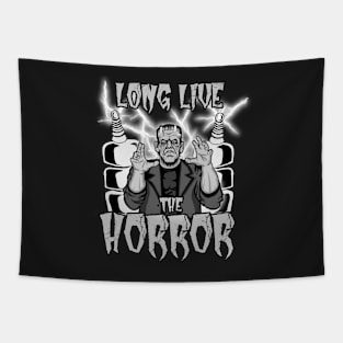 Long Live The Horror (Monster Black and White) Tapestry