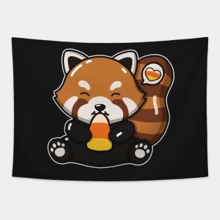 Cute Red Panda Eating Candy Corn Tapestry