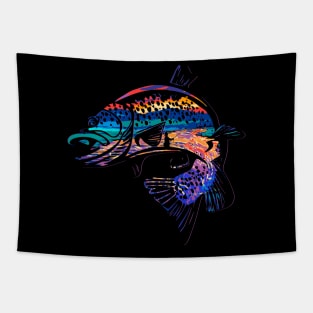 Mountain Trout Fly Fishing Silhouette Stream Sunset Mountain Stream Tapestry