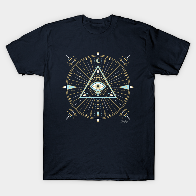 Blue & Gold Evil Eye Mandala - Evil Eye - T-Shirt