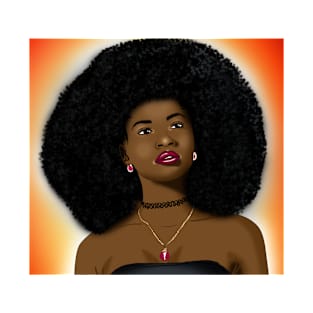 Cute black girl magic afro woman digital art T-Shirt