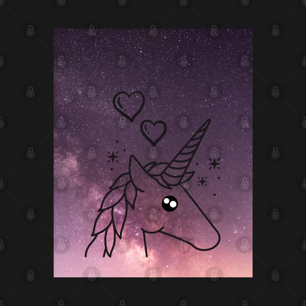 Unicorn With Purple Sky Lights & Sparkle by TANSHAMAYA