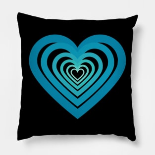 Blue Green Heart Pattern Pillow