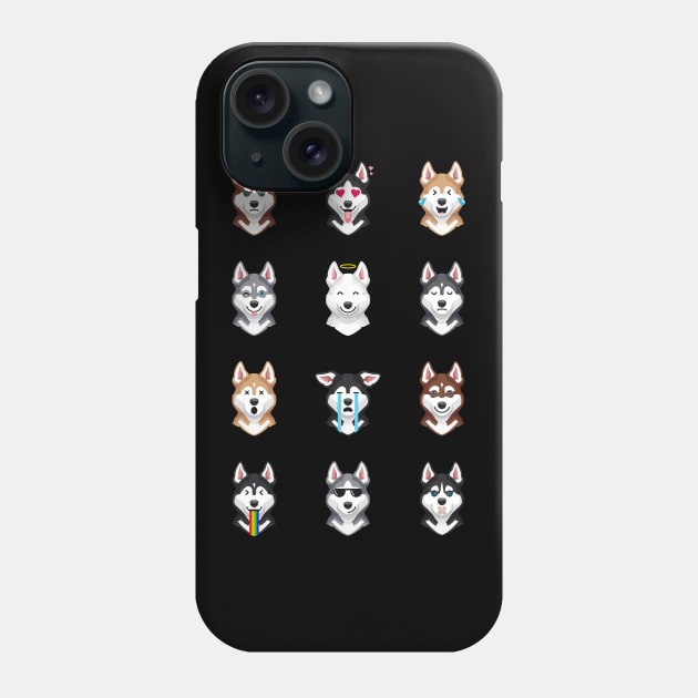 Siberian Husky Emojies Phone Case by stonemask