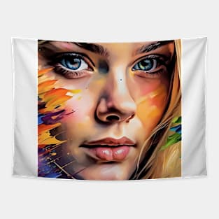 Poster with Elle Fanning`s face Tapestry