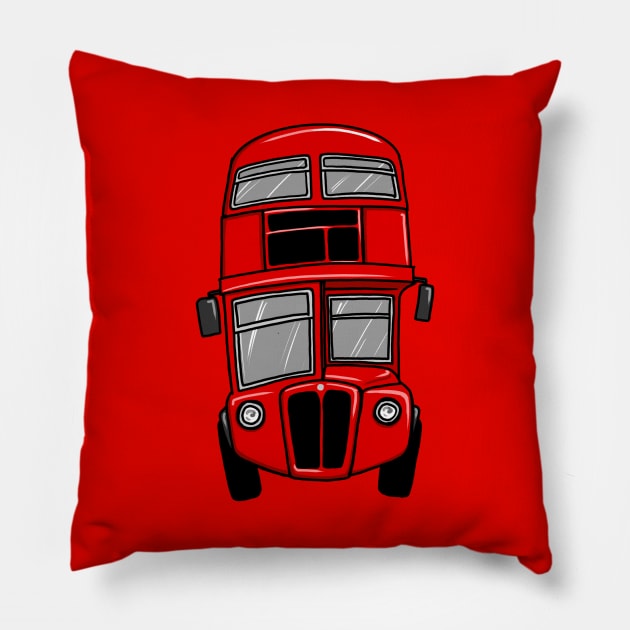 Red Vintage London Bus Pillow by y30man5