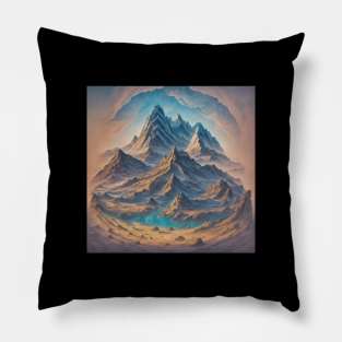 Mountain Hike Clouds Woods Fauna Outdoor Vintage Pillow