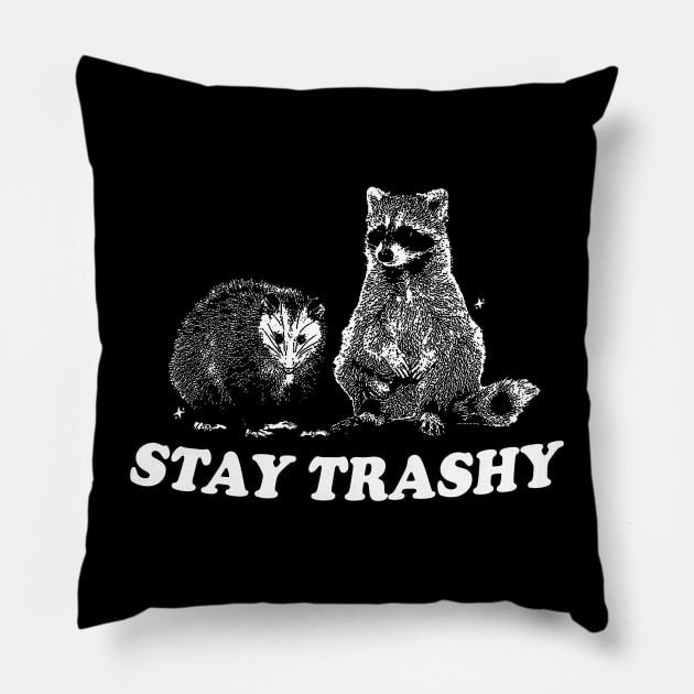 Stay Trashy Raccoon opossum t-shirt, Cartoon Meme Pillow by CamavIngora