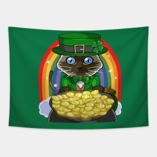 Siamese Cat Leprechaun St Patricks Day Tapestry