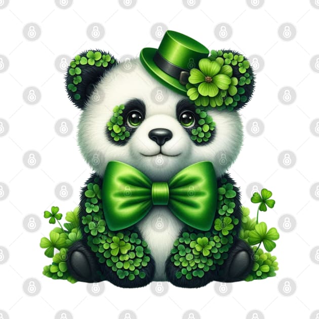 Clover Panda Bear St Patricks Day by Chromatic Fusion Studio