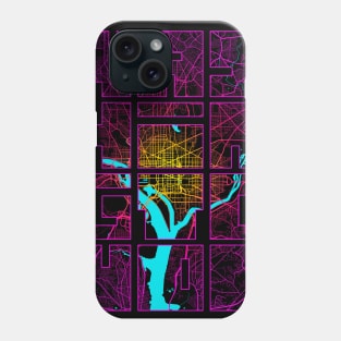 Washington DC, USA - Neon City Map Typography - Neon Phone Case