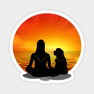 Cavalier King Charles Spaniel Beach Sunset Silhouette Magnet