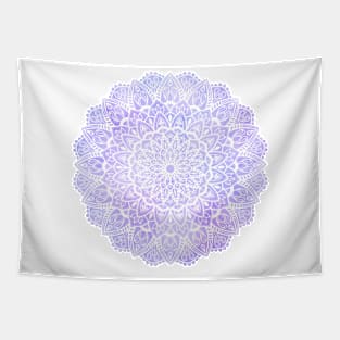 White Mandala on Pastel Purple and Blue Tapestry