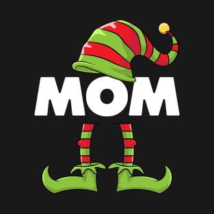 Mom Mommy Elf Funny Matching Christmas Costume Family T-Shirt