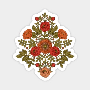 Green, Red and Orange Flowers Magnet