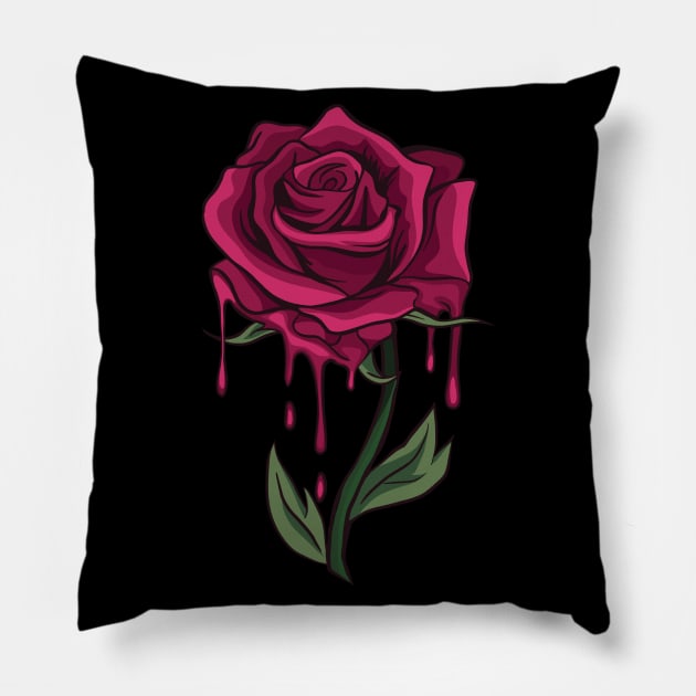 Bleeding Red Rose Pillow by JFDesign123