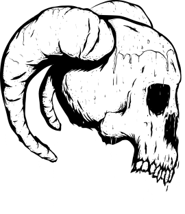 Morbid Skull With Ram Horns Magnet