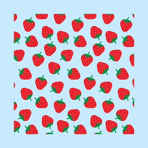Cute Strawberry Pattern on Blue Background by Ayoub14