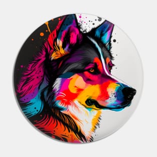 Siberian Husky Pop Art Design Pin