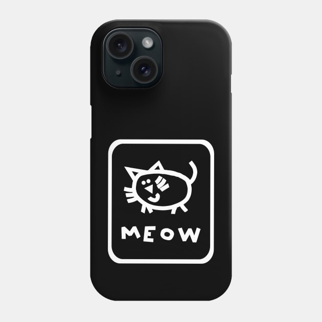 Minimal White Line Self Portrait Cat Phone Case by ellenhenryart