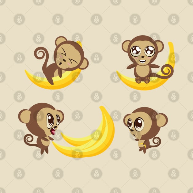 Monkeys with banana by AnnArtshock