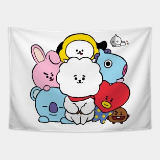 BT21 ALL CHARACTER HOODIE Tapestry