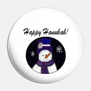 Blue Snowman Happy Hanukah! Pin