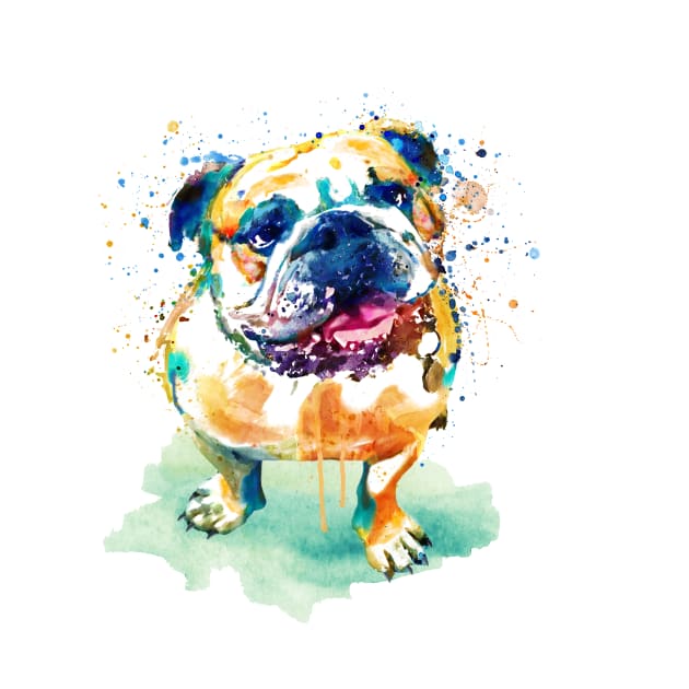 Watercolor Bulldog by Marian Voicu