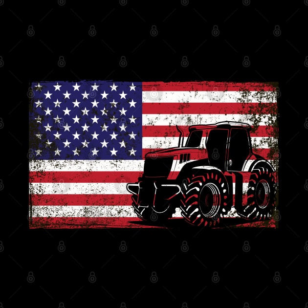 Tractor American Flag patriotic vintage farming by DragonTees