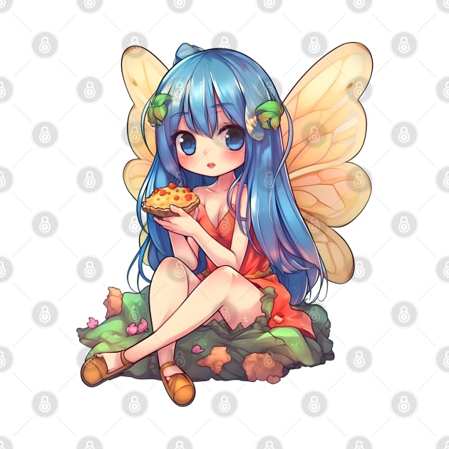 Kawaii Fairy & Pizza Funny Food Japonese Anime by Ai Wanderer