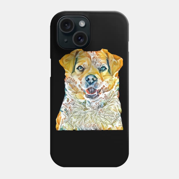 dog flowers yellow labrador retriever Phone Case by ZenCloak