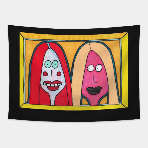 Two Ladies in Love Tapestry by JaySnellingArt