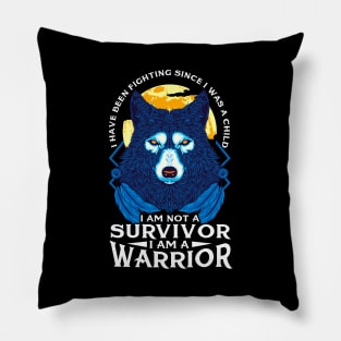 I Am Not A Survivor I Am A Warrior Fierce Wolf Pillow