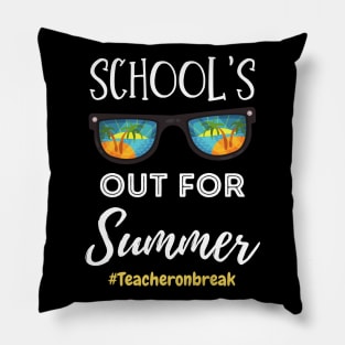 School Is Out For Summer, Teacher On Break Retro Sunglasses Teacher Summer Vacation Gift Pillow