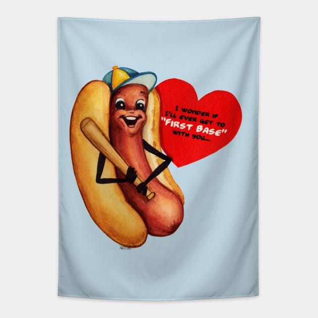 Valentine Hot Dog Tapestry by KellyGilleran