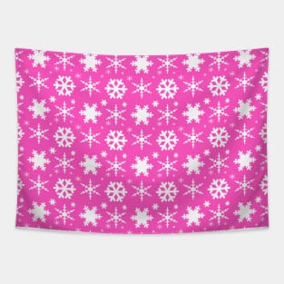 Snowflakes Pink Tapestry