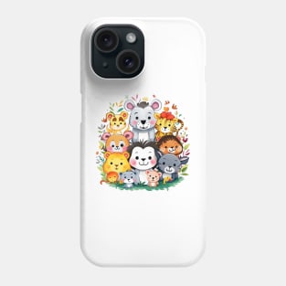 Enchanting Group of Playful Jungle Animal Friends Phone Case