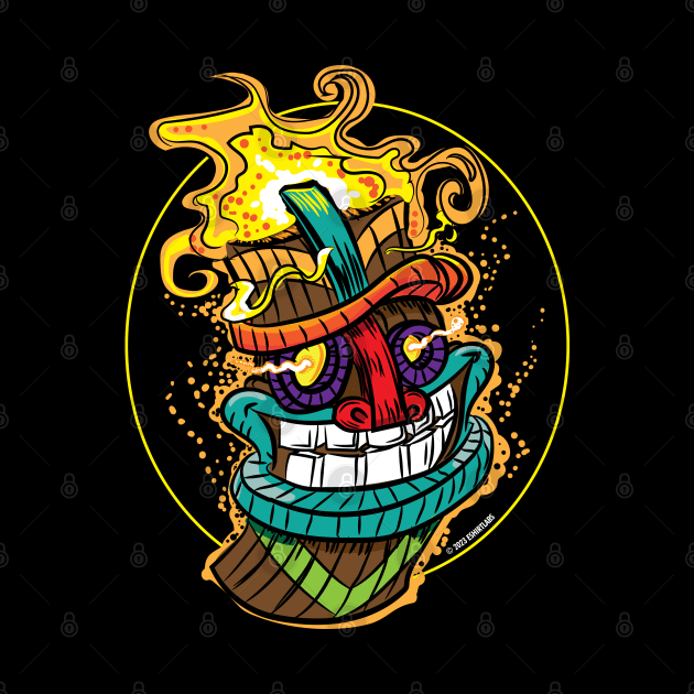 Happy Flaming Tiki Head by eShirtLabs