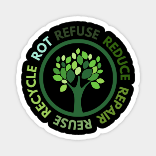 Refuse Reduce Repair Reuse Recycle Rot - Green Tree Magnet