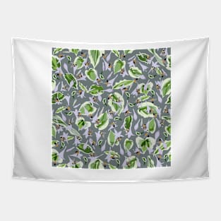 Bees and Hostas Tossed on Grey 5748 Tapestry