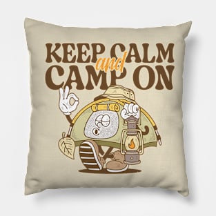 Keep Calm and Camp On Retro Style Pillow