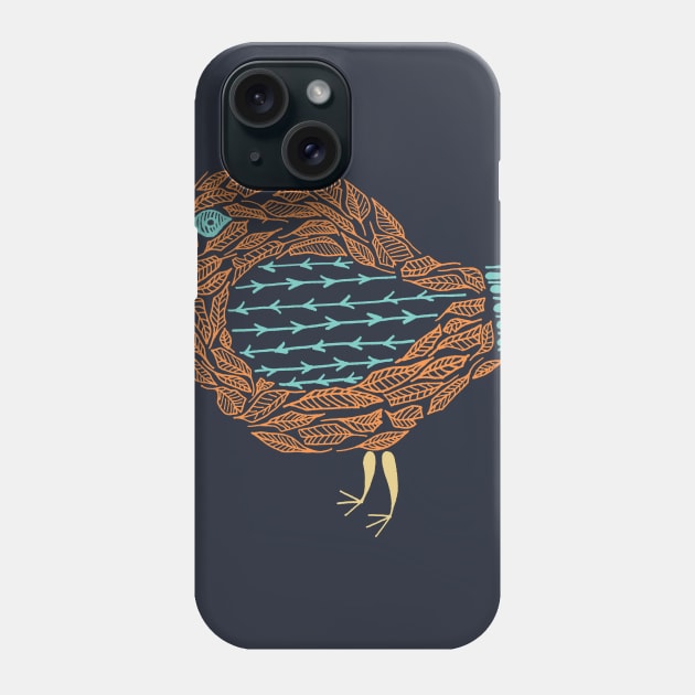 Boho Henna Song Bird Turquoise Orange Phone Case by NaturalDesign