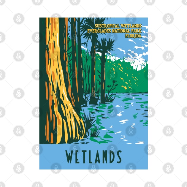 WPA Poster of Art of the Wetlands in Everglades National Park in the state of Florida, USA by JohnLucke