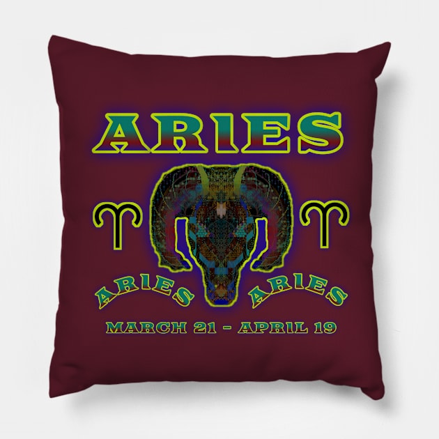 Aries 1a Maroon Pillow by Boogie 72