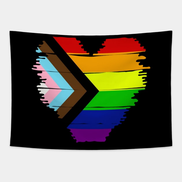 Progress Pride Rainbow Flag For Inclusivity Tapestry by PowderShot