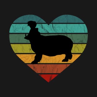 I Love Hippos Retro Heart T-Shirt