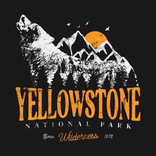 Yellowstone US National Park Wolf Mountains Adventure Vintage T-Shirt