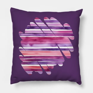 Pink and purple stripes, watercolor abstract Pillow