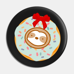 Christmas Wreath Donut Sloth Pin